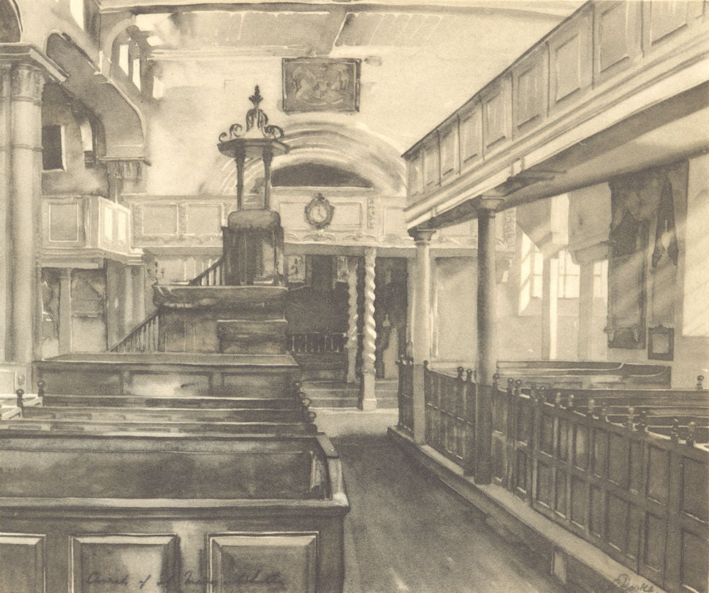 WHITBY. St. Mary's - Interior. Yorkshire. By Horace Rooke 1947 old print